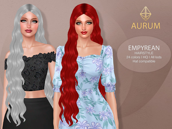 Sims 4 — Empyrean Hairstyle - Extra Long Wavy Hair by Aurum — Empyrean Hairstyle - ultra long, flowing waves with a sleek