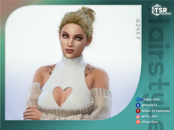 Sims 4 — Bun Hair with braids - Ginko 245 by Daisy-Sims — 21 base colors + 9 ombre colors
