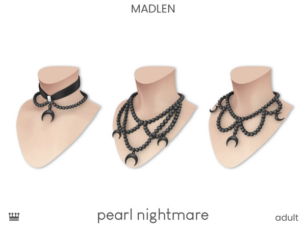 Sims 4 — [Madlen] Pearl Nightmare Necklace 3 by Madlen — Unleash your inner enigma! Chic, mysterious, and available in 11