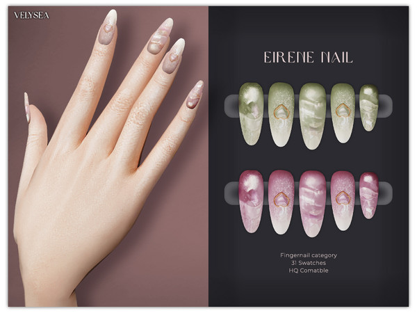 Sims 4 — VELYSEA Eirene Nail by VELYSEA — -Fingernail category -HQ comatble -31 swatches