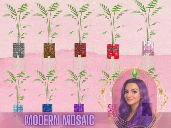 Sims 4 — Modern Mosaic Planter by gokcemsims — Bring a cozy artistic touch to your Sims homes with the Blooming Mosaic