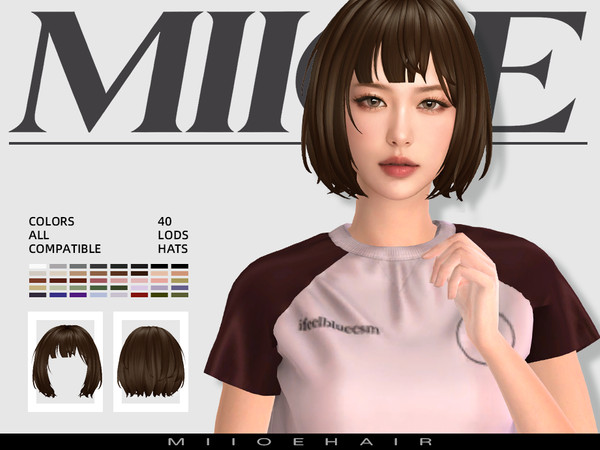 Sims 4 — MIIOE-Short hair by MIIOE — A short, blunt hairstyle designed specifically for The Sims 4. Hope you like it,