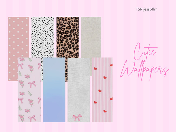 Sims 4 — Cutie Wallpapers by jessbtlrr — Cutie Wallpapers is a fun wallpaper set with 8 swatches full of cute patterns