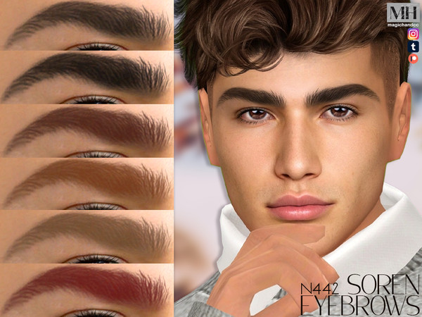 Sims 4 — Soren Eyebrows N442 by MagicHand — Shaped brows in 13 colors - HQ Compatible.