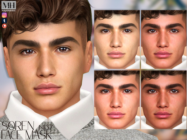 Sims 4 — Soren Face Mask N137 by MagicHand — Cute boy face in 6 skin color variations - HQ Compatible.