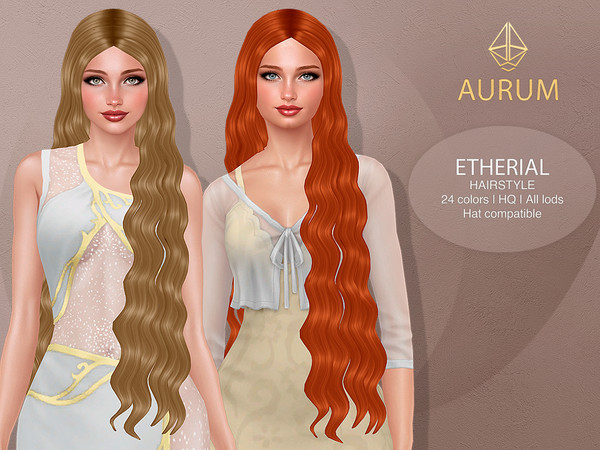 Sims 4 — Etherial Hairstyle - Super Long Wavy Hair by Aurum — Etherial Hairstyle - super long, flowing waves with a sleek