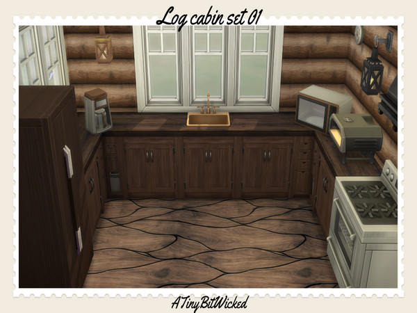 Sims 4 — CabinSetWall01ATBW by ATinyBitWicked — Log cabin set for you! Wall comes in 5 colors and the floor comes in 8