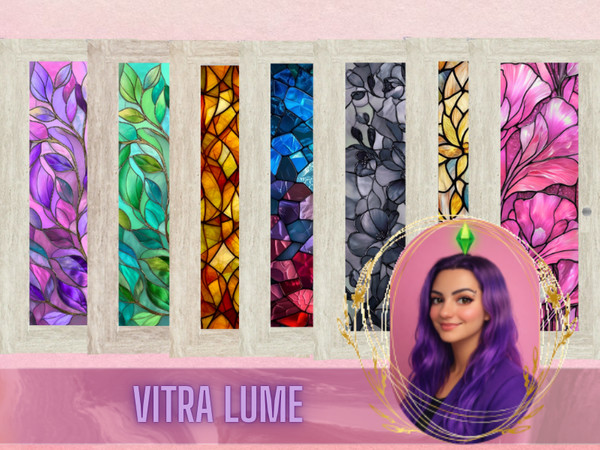 Sims 4 — VitraLume Door Set by gokcemsims — VitraLume Door Set is a simspired stained glass door set for The Sims 4,