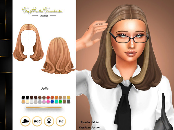 Sims 4 — SHS_JuliaV4Hair_Recolor by sehablasimlish — Hope you like it and enjoy it. Maxis Match