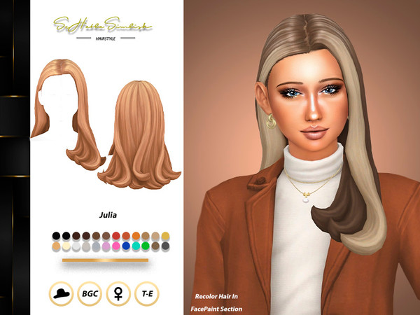 Sims 4 — SHS_JuliaV5Hair_Recolor by sehablasimlish — Hope you like it and enjoy it. Maxis Match