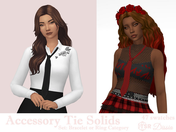 Sims 4 — Accessory Tie Solids (Ring Category) by Dissia — A loose tie in many colors
