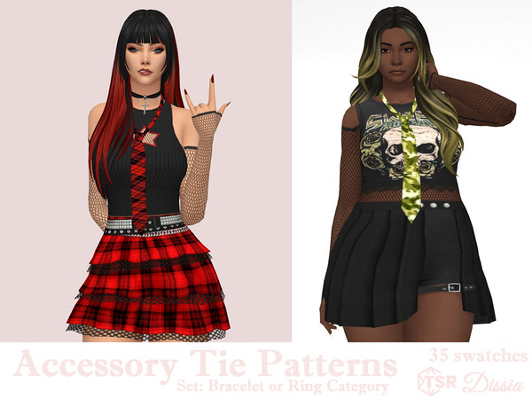 Sims 4 — Accessory Tie Patterns by Dissia — A patterned loose tie