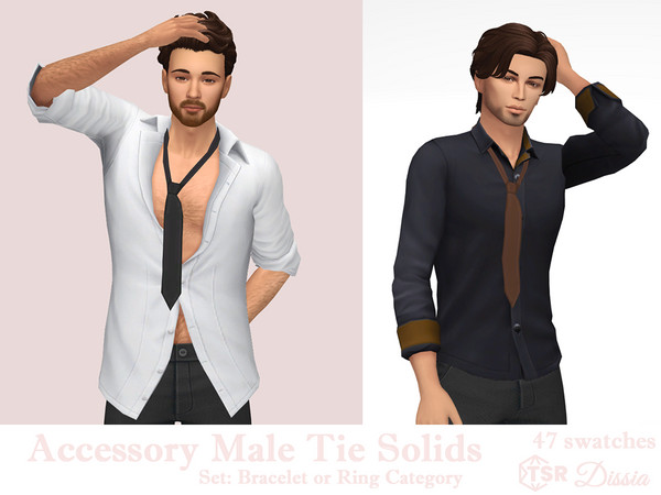 Sims 4 — Accessory Tie Male Solids (Ring Category) by Dissia — A solids loose tie