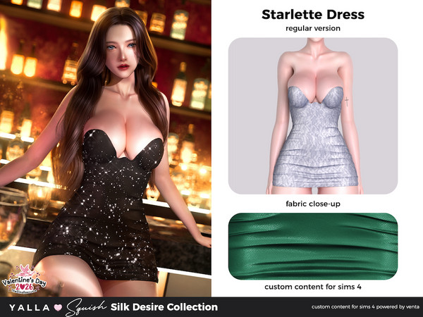 Sims 4 — YALLA - Skyla Dress by VentaStudio — YALLA Silk Desire Collection is now exclusively available on TSR! Starlette