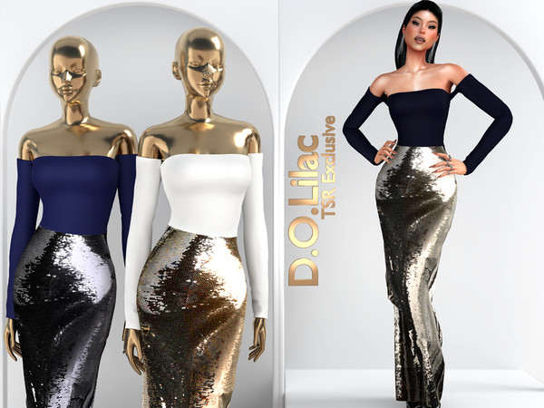 Sims 4 — Elegant Night Sparkle Set DO133 Top 2125 by DOLilac — Includes: (Top + Bottom)