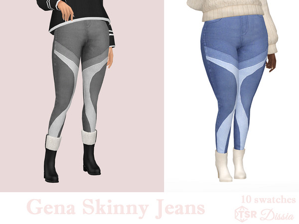 Sims 4 — Gena Skinny Jeans by Dissia — High waist fancy fitted denim pants