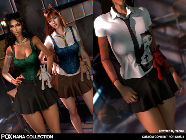 Sims 4 — POX - Nana Top (Full) by VentaStudio — Nana Shirt with Corset & Tie