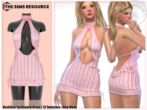 Sims 4 — Patreon - Backless Turtleneck Dress by Harmonia — New Mesh