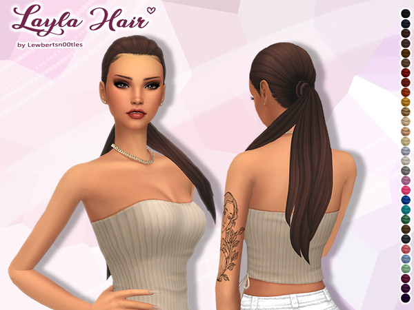 Sims 4 — Layla Hair by Lewbertsn00tles — A long, elegant, low ponytail hairstyle. Maxis Match