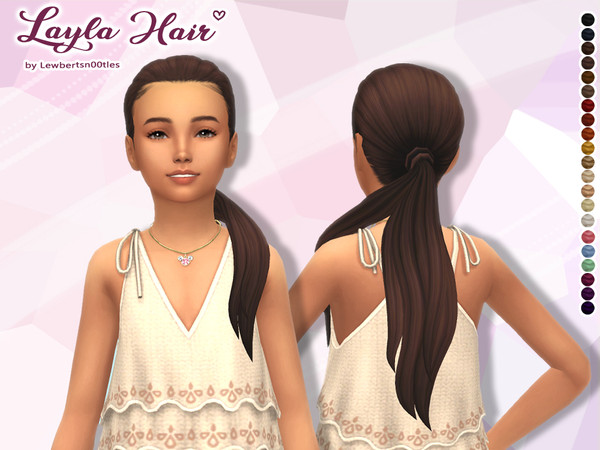 Sims 4 — Layla Hair - Child version by Lewbertsn00tles — A long, elegant, low ponytail hairstyle. Maxis Match