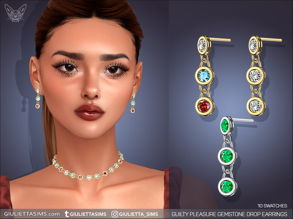 Sims 4 — Guilty Pleasure Drop Earrings by feyona — Guilty Pleasure Drop Earrings come with 10 swatches.