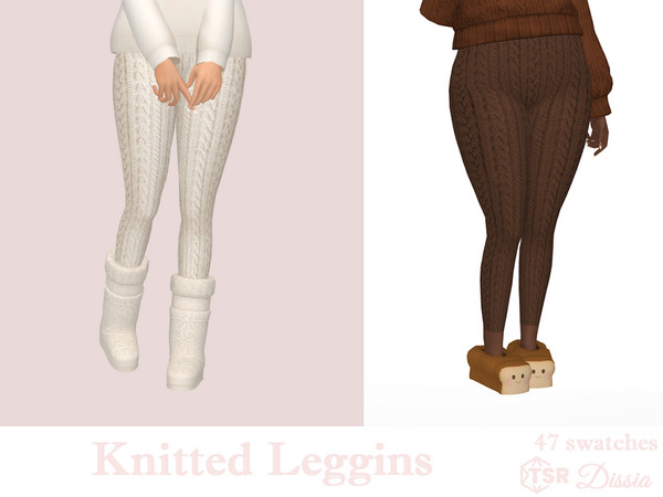 Sims 4 — Knitted Leggins by Dissia — High waist knit pattern long leggins