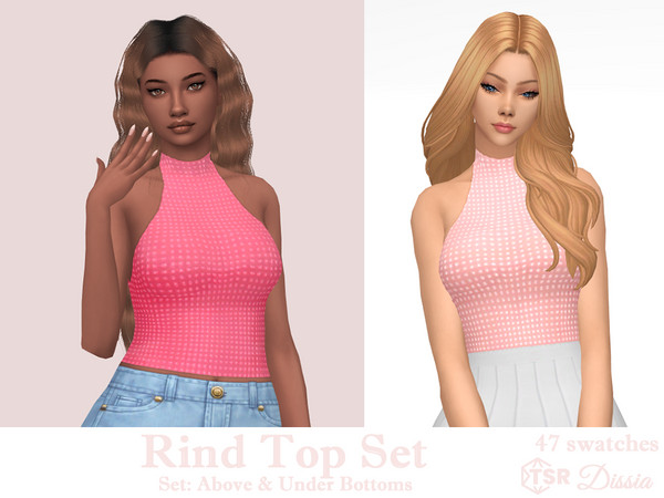 Sims 4 — Rind Top v1 (Above Bottoms) by Dissia — High neck shiny crystals sleeveless top