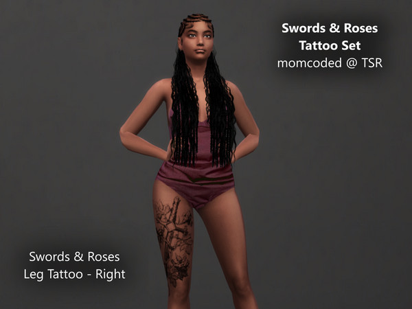 Sims 4 — momcoded swords & roses tattoo right by momcoded — Base game tattoo - sword and roses