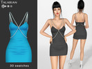 Sims 4 — Keira Mini Dress With Crystal Straps by talarian — Mini dress with a fitted silhouette, thin shoulder straps,