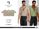Sims 3 — Linen Half Open Short Sleeve Shirt by Bill_Sims — This shirt features a linen texture with a half open front,