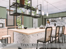 Sims 4 — Teva - Kitchen by Rirann — Teva is a cozy kitchen in light brown, green, grey and white colors