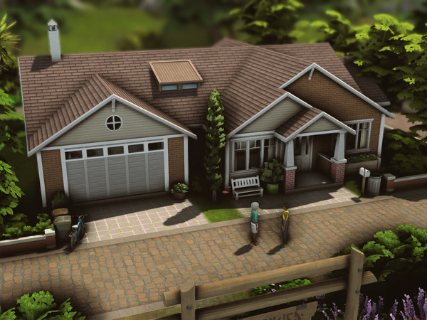 Sims 4 — Family Cheap House (NO CC) by plumbobkingdom — A simple, single story house designed for everyday living without