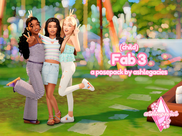 Sims 4 — Fab 3 (Child) Posepack by ashlegacies — - Posepack