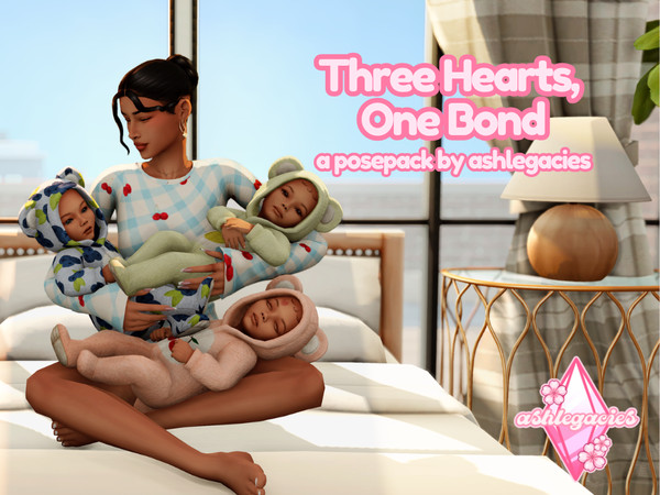 Sims 4 — Three Hearts, One Bond Posepack by ashlegacies — - Posepack