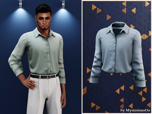 Sims 4 — Male - Classic button shirt by MysteriousOo — Clean button-up shirt with a relaxed tailored fit