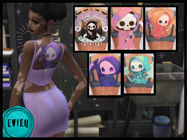 Sims 4 — Pastel Death Tattoo by btaylor19 — A recolor of an upper back Base Game tattoo with 5 swatches. Make a statement