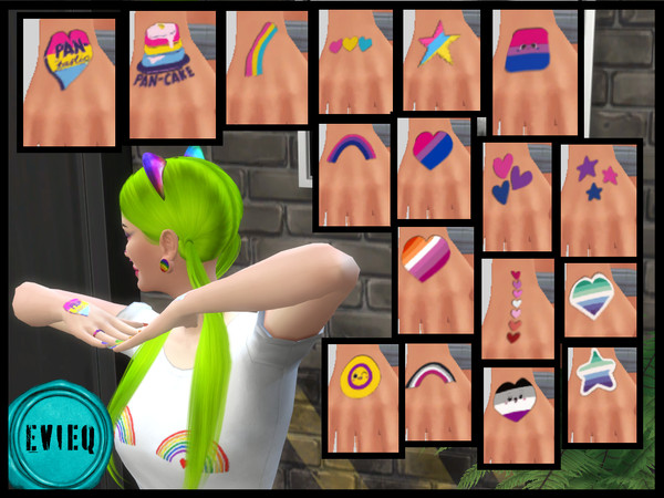 Sims 4 — Pride Pansexual Bisexual Lesbian Gay Asexual Intersex Tattoo by btaylor19 — A recolor of the Upper Left Arm