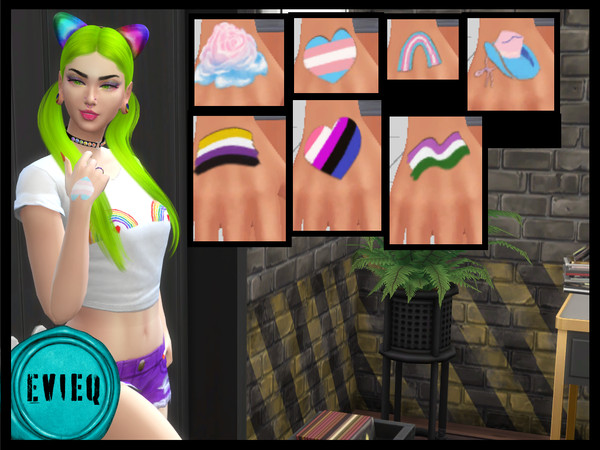 Sims 4 — Pride Transgender Nonbinary Genderfluid Genderqueer Tattoo by btaylor19 — Recolor of an Upper Left Arm tattoo