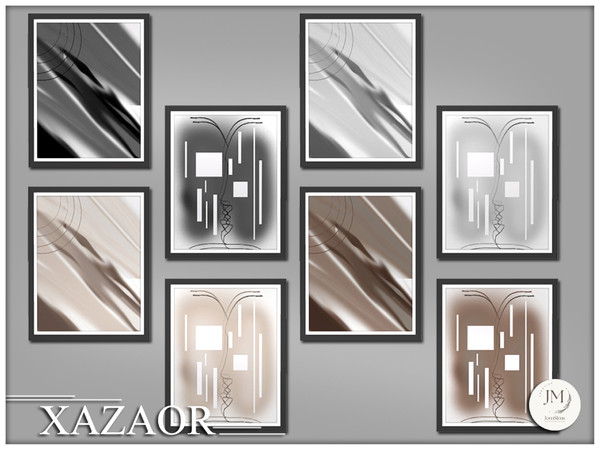 Sims 4 — Jomsims Xazaor wall paintings1 by jomsims — Xazaor is a modern and elegant bedroom set for your Sims.