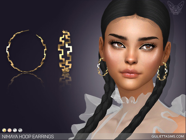 Sims 4 — Nimaya Hoop Earrings by feyona — Nimaya Hoop Earrings come with 4 swatches.