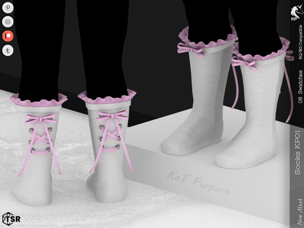 Sims 4 — Socks KP01- Toddler by KaTPurpura — High socks with ruffles and a ribbon bow