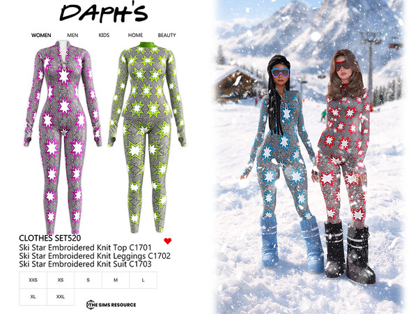 Sims 4 — DAPHS - Clothes SET520 - Ski Star Embroidered Knit Top C1701 - TSR by Daph's — Bold retro energy meets winter