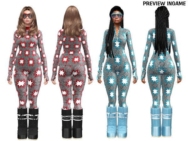 Sims 4 — DAPHS - Clothes SET520 - Ski Star Embroidered Knit Leggings C1702 - TSR by Daph's — Bold retro energy meets