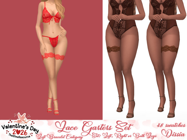 Sims 4 — Lace Garter (Both) by Dissia — Lace thigh garter for left, right or both legs