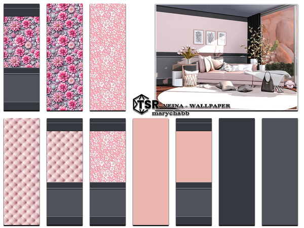 Sims 4 — Veina - Wallpaper by marychabb — For short , medium , tall wall Kategory: Wallpaper Walls - 10 colors
