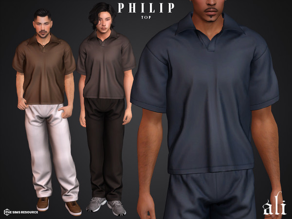 Sims 4 — PHILIP top by ali1 — Polo Top