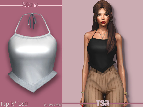 Sims 4 — Satin tank-top with bows by Mona — -New mesh-