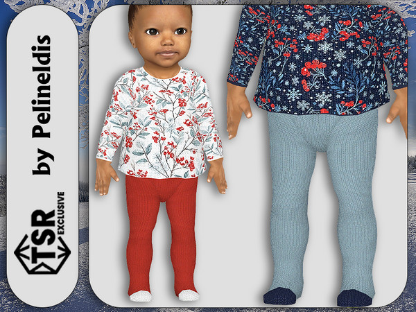 Sims 4 — Infants Winter Solid Pajamas Pants by Pelineldis — Kids fashion clothing: five pajamas tops and pants for infant