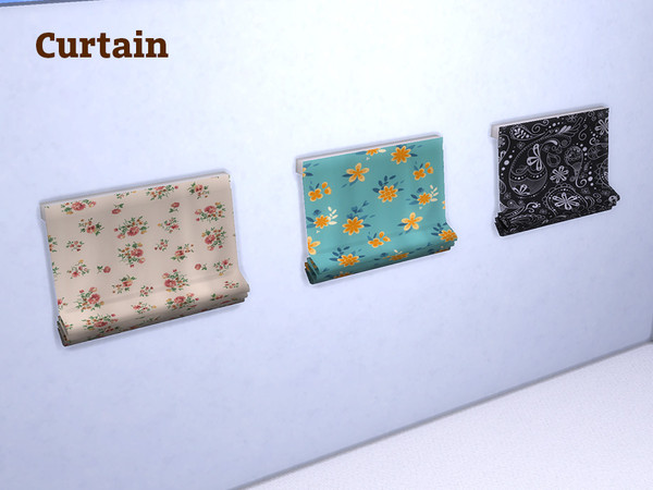 Sims 4 — Retro Bathroom Wall Mirror by Ando540 — The following items are included: Curtains (3 colors)