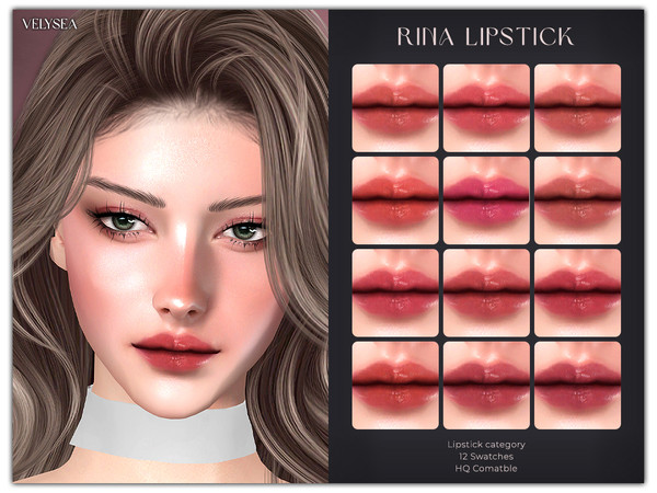 Sims 4 — VELYSEA Rina Lipstick by VELYSEA — -Lipstick category -HQ comatble -12 swatches